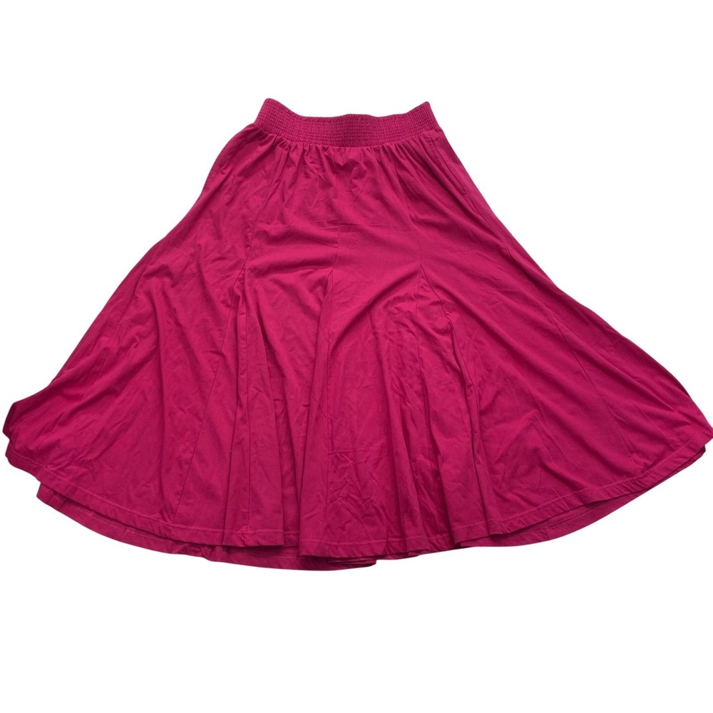 Woman Within A-Line Skirt Womens Medium M Magenta Pink Elastic Waist Pockets